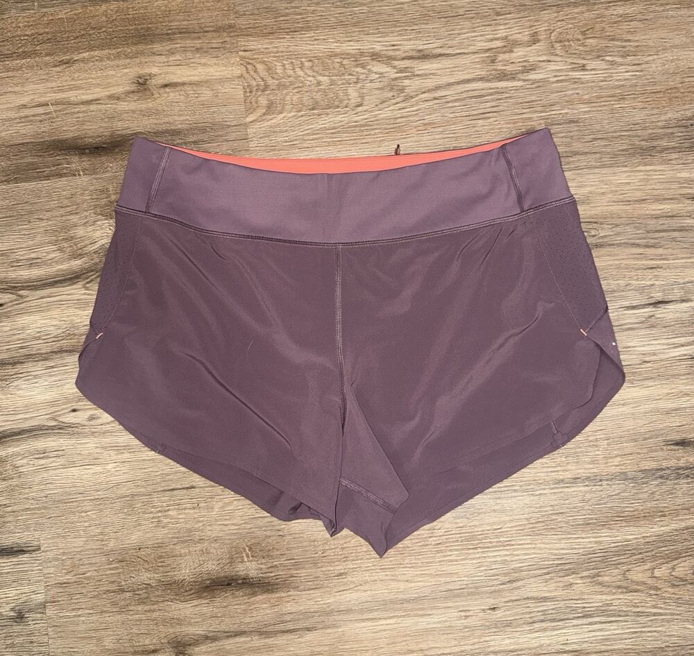 Athleta Run With It 3" Short Purple Mauve Coral Size L Large Running Shorts